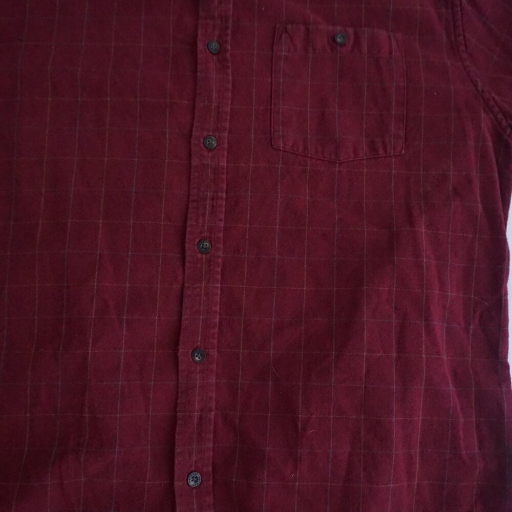 Vintage Retreat Maroon Checker Pattern 100% Cotton Button Down Dress Shirt L - Picture 6 of 10